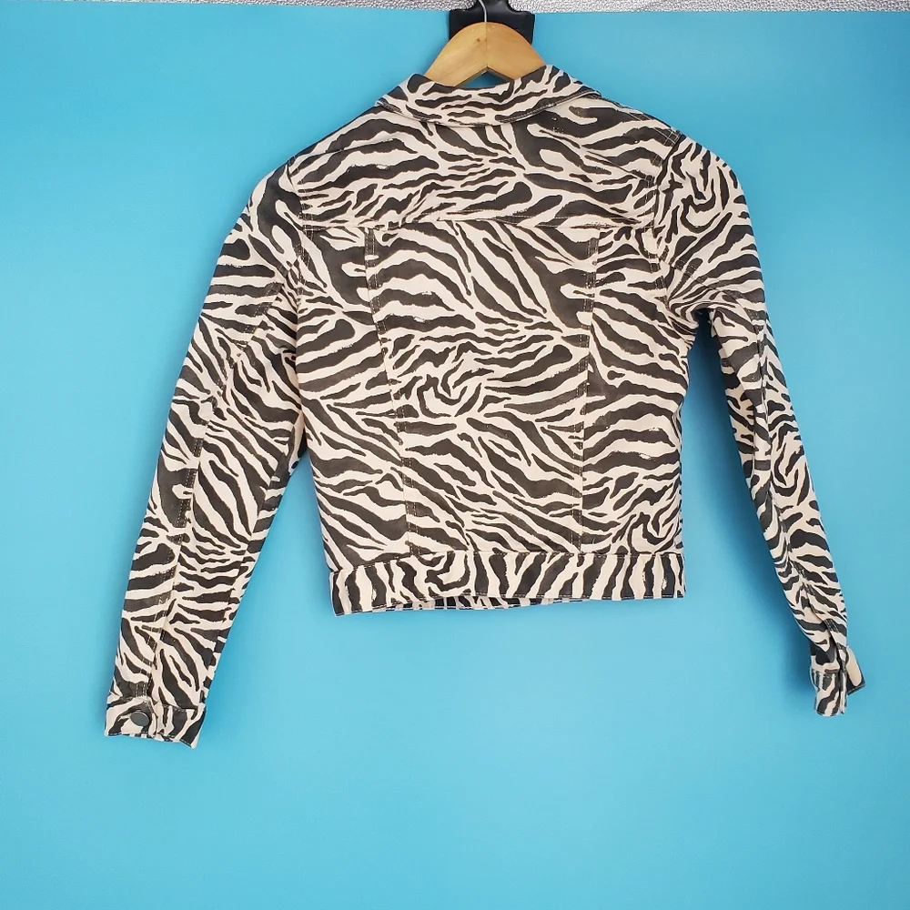 K. Kijan x H&M Girl's Size 11-12Y Zebra Jean Jacket